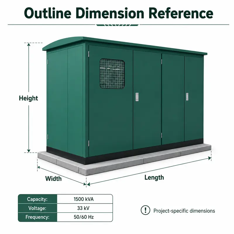 European-Style 1500 kVA / 33 kV Compact Box Substation — detail 1