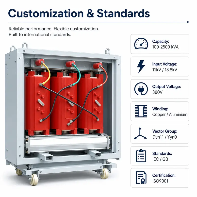 Three-Phase Cast-Resin Dry-Type Transformer — 100–2500 kVA, 11/13.8 kV, ISO9001 — detail 4