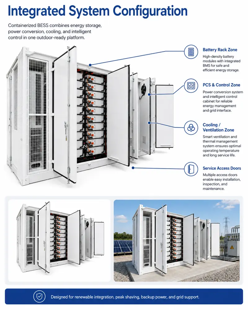 Solar Energy Storage Battery System — 500kW/1000kW Power, 1MWh–8MWh, Liquid-Cooled, IP67 — detail 1