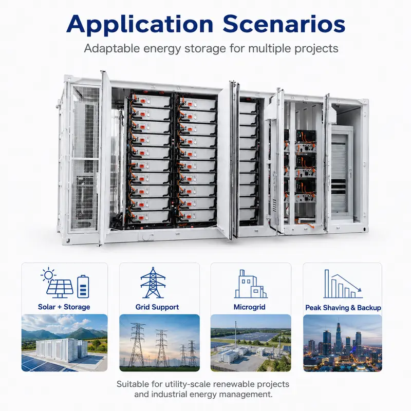 LiFePO4 Solar Battery BESS — 1000kWh to 5MWh / 1MW, 10ft/20ft Container, IP67 — detail 3