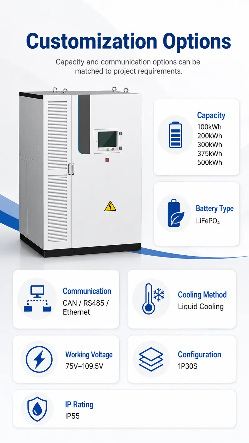 100–500kWh Cabinet Battery Container with Liquid Cooling — detail 4