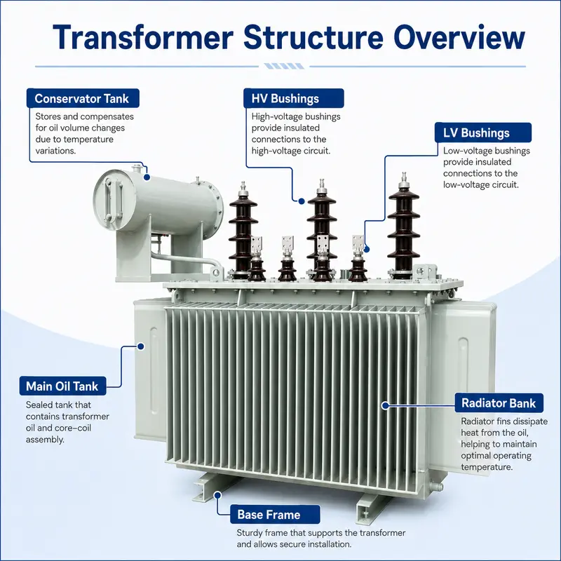 11/33kV Three-Phase Oil-Immersed Power Transformer (1000kVA–10MVA, Copper Winding) — detail 1