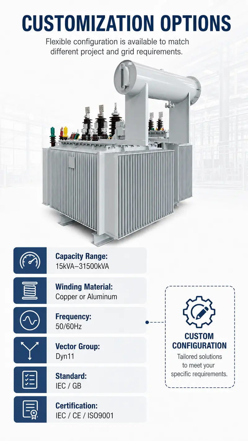 1000kVA 6.6kV/415V Low-Loss Three-Phase Oil-Immersed Distribution Transformer — detail 4