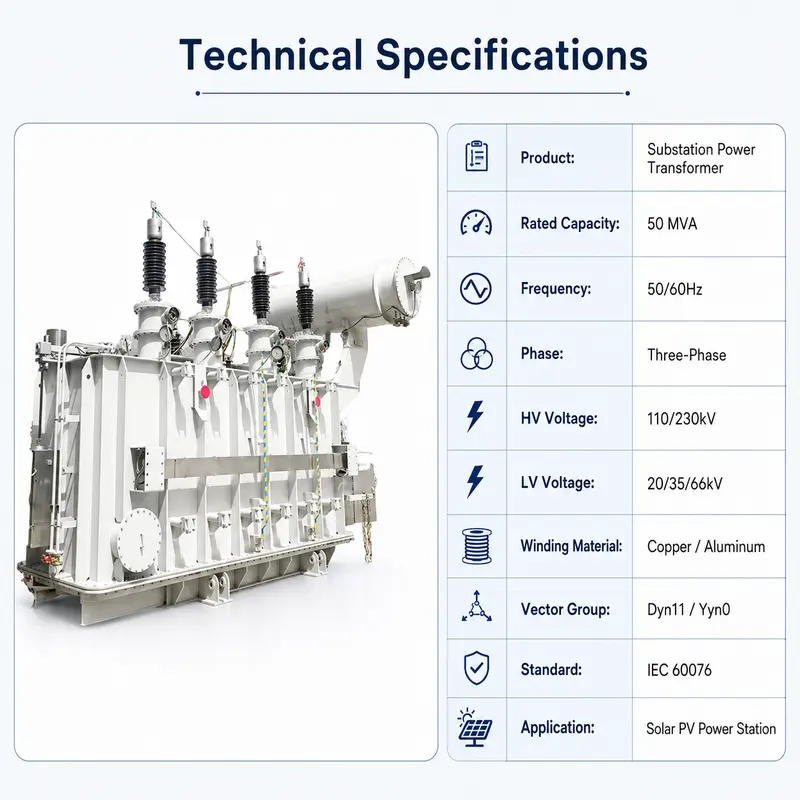 50 MVA Solar Grid-Connection Power Transformer, 110–230 kV Class — detail 2